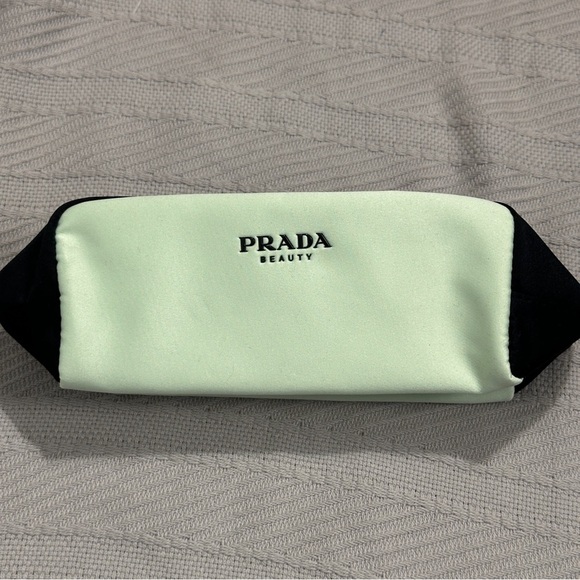 Prada Beauty pouch, mint green/black, rectangle, collapsible, purse - Picture 1 of 10